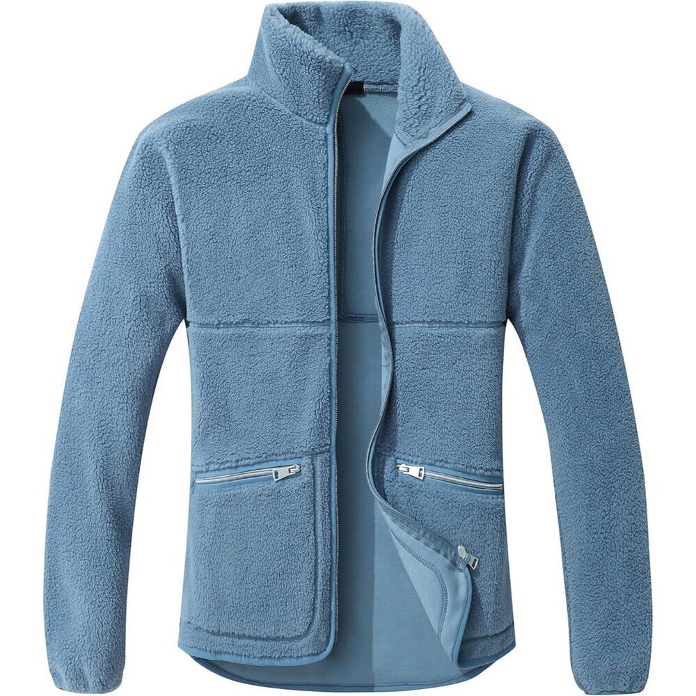 Women's Fleece Jacket Polyester Zip Up Stand Collar Pockets Casual
